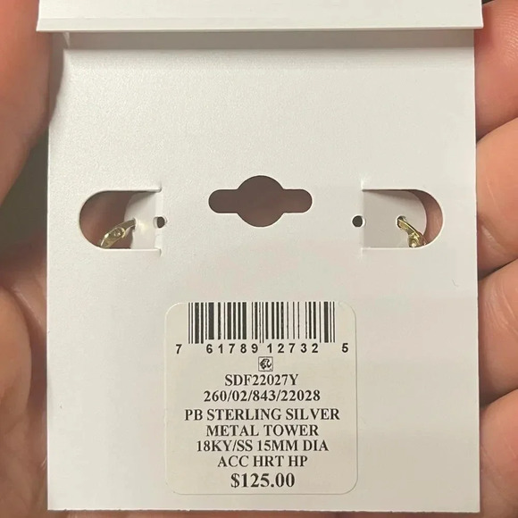 Diamond Accent Heart Hoop Giani Earrings in 18k Gold-Plated Sterling Silver NWT - Picture 3 of 3